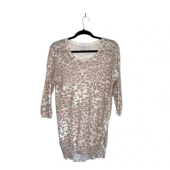 Bar III Cream Leopard Print Dolman Sleeve Thermal Tunic Sweater Medium Women’s - Picture 10 of 10